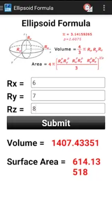 Volume & SurfaceArea Cal android App screenshot 3